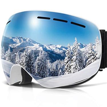 Imagem de COPOZZ Óculos de esqui, óculos de neve G1 OTG Snowboard para homens mulheres jovens, lentes intercambiáveis de proteção UV de camada dupla, óculos polarizados disponíveis (G1-Lente prateada com