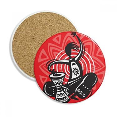 Imagem de Pandeiro Celebre o México Mexicano Coaster Cup Caneca de mesa Pedra absorvente de proteção de mesa