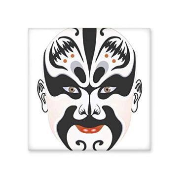 Imagem de Adesivo brilhante de azulejo de cerâmica Zhangfei colorido com cabeça de ópera de Pequim