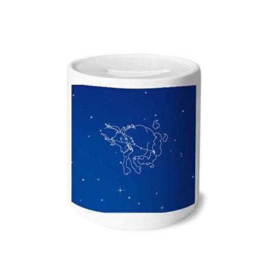 Imagem de DIYthinker Caixa de moedas de cerâmica com padrão de constelação de taurus do universo estrelar, presente de cofrinho