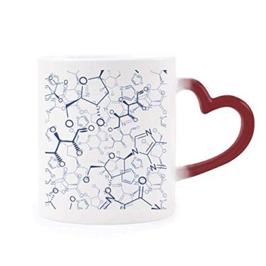 Imagem de Caneca abstrata azul com estrutura química molecular sensível ao calor Caneca vermelha que muda de cor