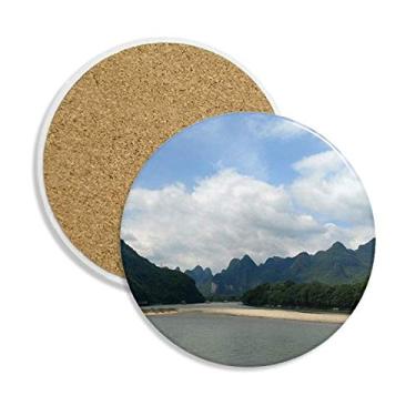 Imagem de Caneca de copo para fotografia dos lagos montanha-russa com suporte redondo e pedra absorvente, 2 peças