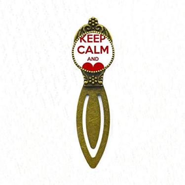 Imagem de Marcador de página vermelho Keep Calm and Love Retro Office com citação