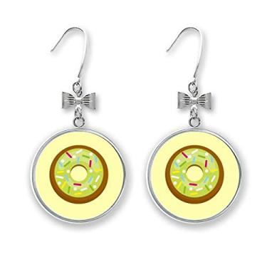 Imagem de Brinco de rosquinha verde para sobremesa de alimentos com laço e gancho perfurado