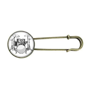 Imagem de Kit de bateria musical com clipe de broche de metal retrô com ilustração energética
