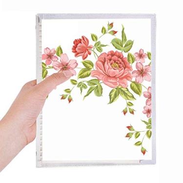 Imagem de Caderno de plantas com estampa de rosas vermelhas e folhas soltas diário recarregável