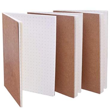 Imagem de BronaGrand Pacote com 3 cadernos pontilhados para caderno, livro de lembretes com bolso para caderno, 9 x 12,7 cm - Papel de grade de pontos grossos - Total de 96 folhas/192 páginas