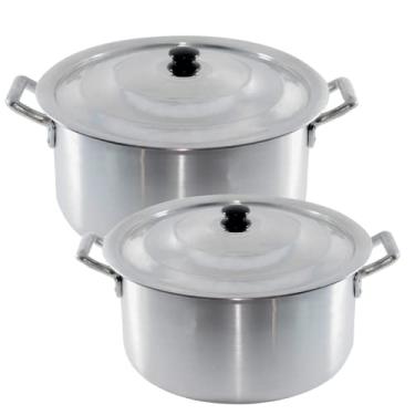 Imagem de Jogo 2 Caçarolas Nº 30 Nº 35 Panelas Linha Hotel Em Aluminio Para Cozinha Doméstica Industrial Bares Restaurantes