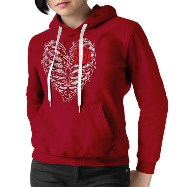 Imagem de Blusa Moletom Feminina Coração De Caveira Casaco-Feminino