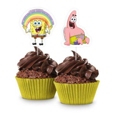 Imagem de 8 Picks Topo Decoração Doces Festa Bob Esponja - Regina Festas