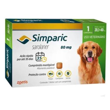 Imagem de Antipulgas Simparic 80 Mg Para Cães 20,1 A 40 Kg Com 1 Tablete (Origin