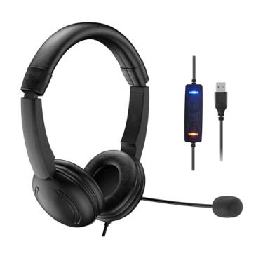 Imagem de ＫＬＫＣＭＳ Fone de ouvido usb, à prova de poeira, plug and play, macio, microfone, headset com fio para laptop, música, vídeo, reuniões, call center, estilo B