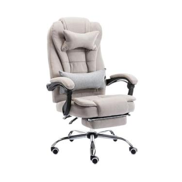 Imagem de Cadeira de escritório tecido moderno cadeira de escritório em casa cadeira giratória reclinável cadeira ergonômica com apoio para os pés e apoios de braços cadeiras de mesa (cor: branco)