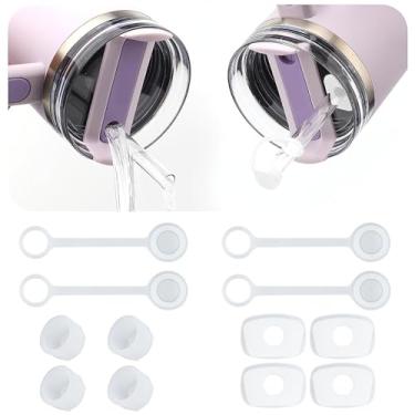 Imagem de Tampa de silicone TQRR 4 conjuntos para copo Stanley com cabo de 1.118/887 ml The Quencher 2.0 Flowstate, tampa de canudo, tampa redonda antivazamento, tampa quadrada sem derramamento