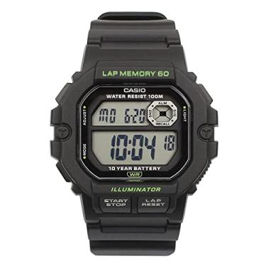 Imagem de Casio Relógio masculino esportivo digital mostrador transparente pulseira de resina WS-1400H-1AVDF., preta, pulseira, Preto, correia