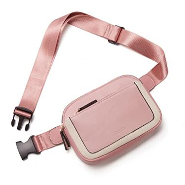 Imagem de CLUCI Bolsa feminina de cinto para mulheres, bolsa transversal mini Everywhere, alça ajustável, pochete feminina de couro vegano, Rosa com branco, One Size