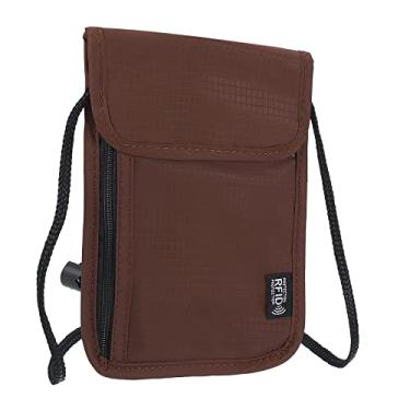 Imagem de PATIKIL Carteira de pescoço, porta-passaporte, bolsa de pescoço com bloqueio de RFID, impermeável, carteira de viagem para mulheres e homens, Marrom