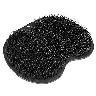 Imagem de Tapete esfoliante para pés de duche, lavador traseiro, esfoliante nas costas, ventosas, esfregão de pés para uso em copos de chuveiro, limpador de pés para homens e mulheres (preto)