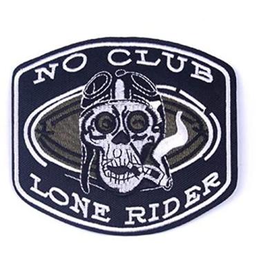 Imagem de No Club Lone Rider Esqueleto Motociclista Remendos para Roupas Bordado Ferro em Adesivos