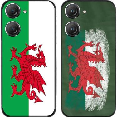 Imagem de 2 peças retrô bandeira galesa TPU gel silicone capa de telefone traseira para Asus Zenfone 8/9/10 (Asus Zenfone 10)
