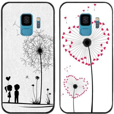Imagem de 2 peças de capa de telefone traseira de silicone em gel TPU impresso amante de dente-de-leão para Samsung Galaxy (Galaxy S9)