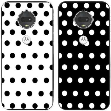Imagem de 2 peças preto branco bolinhas impressas TPU gel silicone capa de telefone traseira para Motorola Moto todas as séries (Moto G7 / G7 Plus)