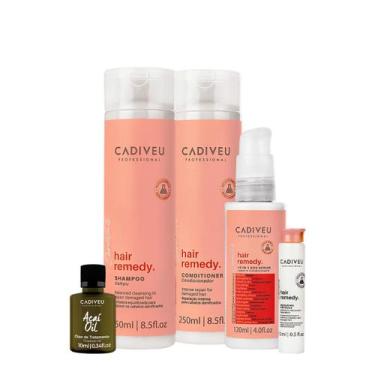 Imagem de Kit Cadiveu Essentials Hair Remedy Shampoo Condicionador Leave-In Séru