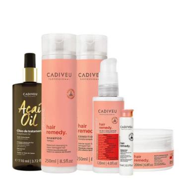 Imagem de Kit Cadiveu Essentials Hair Remedy Shampoo Condicionador Máscara Sérum