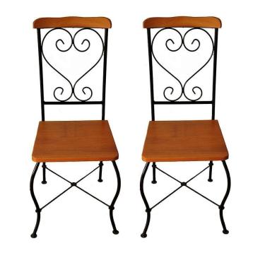 Imagem de Cadeira De Jantar Conjunto Com 6 Estilo Industrial Rustica Ferro E Madeira Artesanal