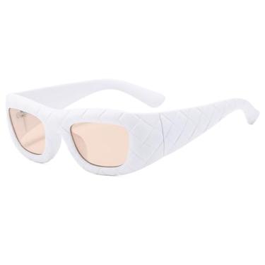 Imagem de Óculos de sol masculino ao ar livre tons escuros feminino óculos de sol quadrado tecer grade uv400,7, um tamanho