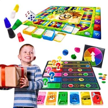 Imagem de Kit jogos de tabuleiro infantil cuca legal junior + Jogo perguntados educativo pedagógico quiz de perguntas brinquedo educacional para escola presente menina menino crianças 8 anos