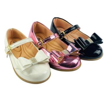 Imagem de Kit Com 3 Pares Sapatilha Infantil Menina Boneca Verniz Confortável SP