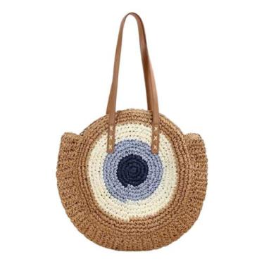 Imagem de Bolsa Feminina Redonda Ombro Palha Sintética Passeio Praia - Alwy, Car