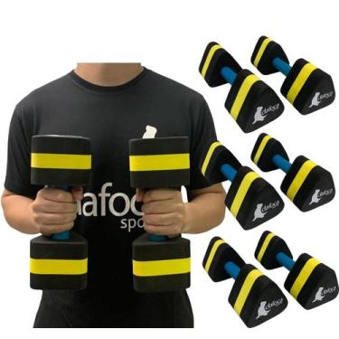 Imagem de Kit 3 Pares Halteres Hidroginástica em EVA 2 à 3kg DF1105-M Preto/Amar