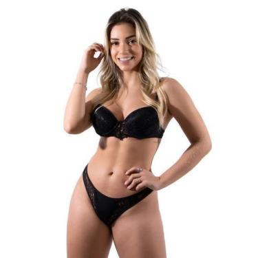 Imagem de Conjunto Diluxo Anabel Rendado Bojo Preto, M, Preto, Feminino