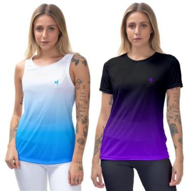 Imagem de Kit Blusa Feminina Camiseta Academia Regata fitness Cavada Corrida Cic