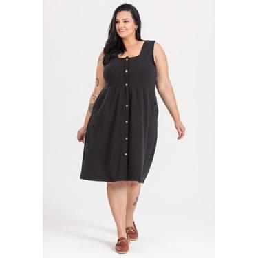 Imagem de Vestido Feminino Plus Size Malha Madri C/ Detalhe de Botões - Serena, 