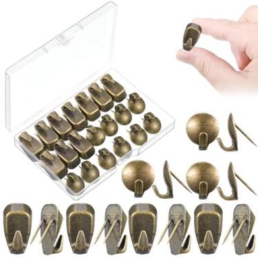 Imagem de Auroray Ganchos de parede de painel de tecido, 20 peças de ganchos de metal para fotos, ganchos de revestimento de cubículo, capacidade de 18 kg/9 kg, escritório/casa/acessórios de placa de cortiça