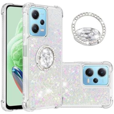 Imagem de Monwutong Capa Slim Fit para Redmi Note 12 4G, silicone macio TPU glitter líquido efeito areia movediça anel Kickstand capa, capa de proteção de tela e câmera para Redmi Note 12 4G, WTZH colorido