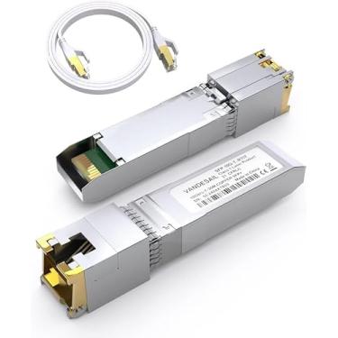 Imagem de VANDESAIL Transceptor 10GBase-T SFP+ para RJ45, módulo SFP+ de 10 G, adaptador Ethernet de 10 Gb para Cisco, Ubiquiti, Mikrotik, Fortinet, Netgear, D-Link, Supermicro, TP-Link (com um cabo cat8 de 1