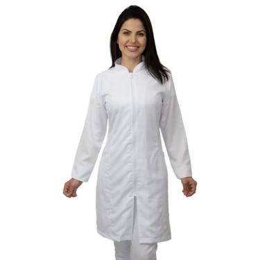 Imagem de Jaleco feminino acinturado gola padre com zíper - Demorgan Uniformes, 