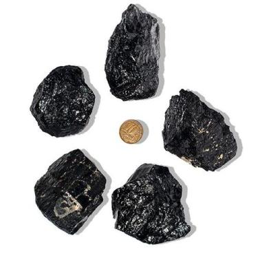Imagem de 05 Turmalina Preta Pedra Natural 150 a 200g Média 7cm Tipo B - Cristai