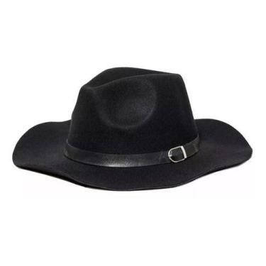 Imagem de Chapéu Fedora Feltro Preto Aba Grande Faixa Lisa Top Edição - mmmagazi