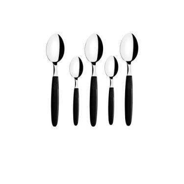 Imagem de Conjunto Chá e Sobremesa Ipanema 12 Peças Lâminas Aço Inox Cabo Preto 