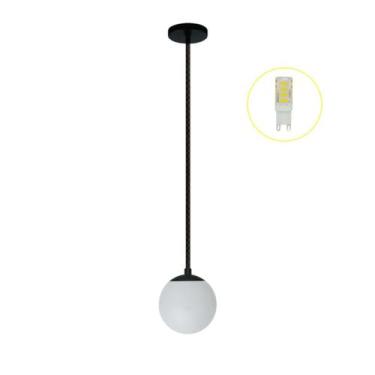 Imagem de Pendente Preto P/ Bancada Cozinha Cabeceira De Cama + Led - Arevo Ilum