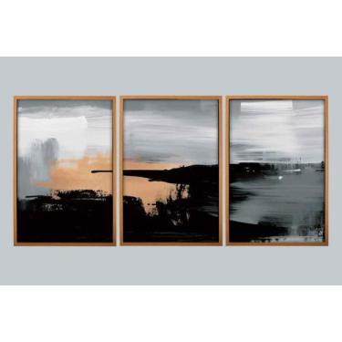 Imagem de Quadro Decorativo Triplo Abstrato Impactante Luxo - RSM Molduras, 50 x