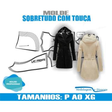 Imagem de Molde Sobretudo Com Touca, Modelagem&Diversos, Tamanhos Do P Ao Xg