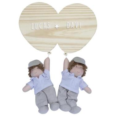 Imagem de Porta Maternidade Bexigas com Meninos Gêmeos Quarto Bebê Infantil - Po