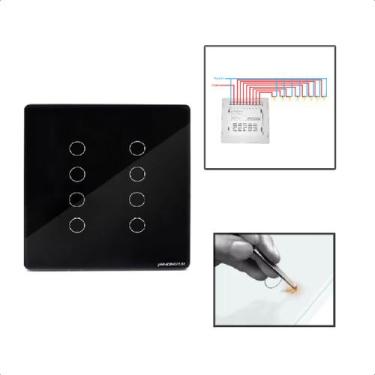 Imagem de Interruptor Inteligente Touch WiFi 8 Botões 4x4 Smart - Nova Digital, 