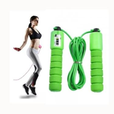 Imagem de Corda de Pular com Contador de Giros Fitness Academia  Verde - Magalu-